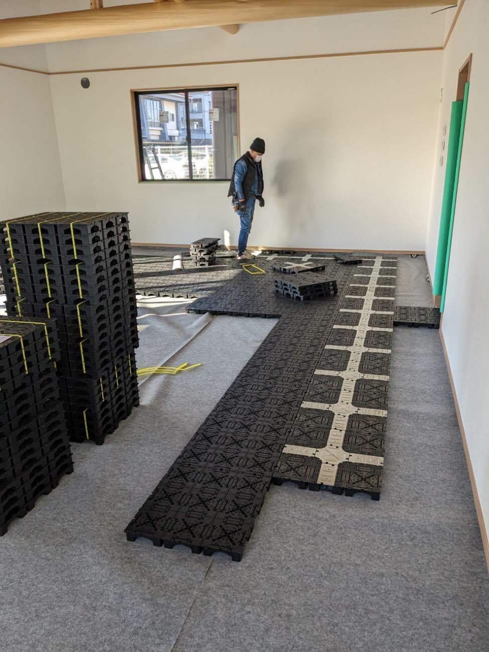 茨城県古河市 事務所新築工事 OAフロア施工中